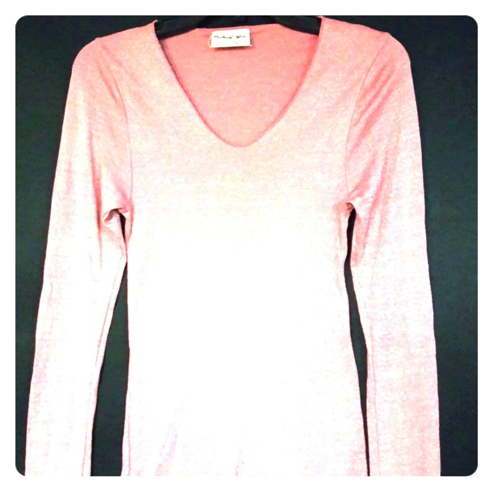 Michael Stars Ruby pink v-neck long sleeve t